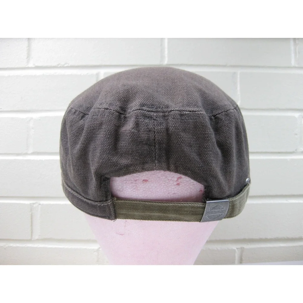 Harley Davidson Canvas Cadet Cap Short Bill Baseball Hat Adjustable Strapback